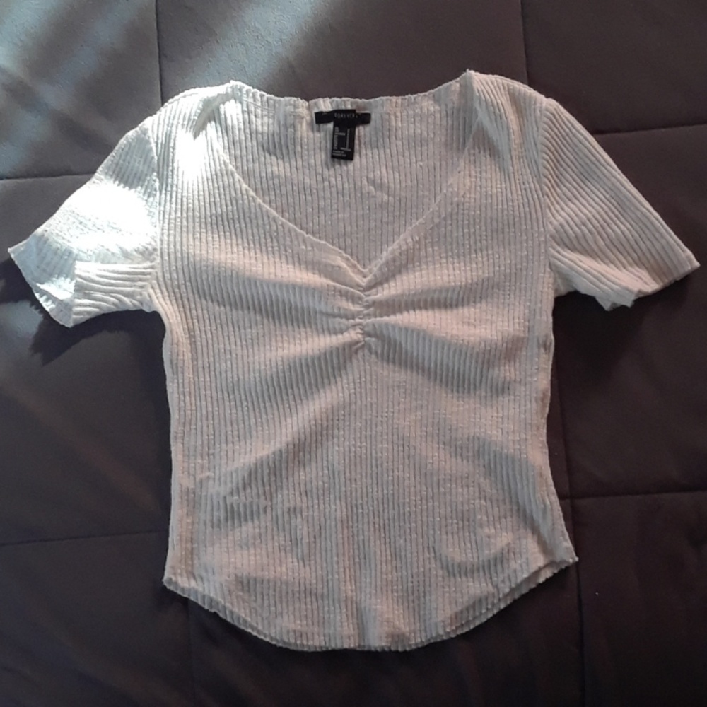 Small white ribbed tshirt from FOREVER21